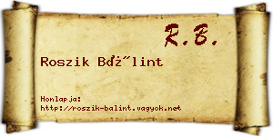 Roszik Bálint névjegykártya