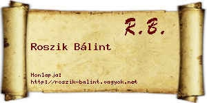 Roszik Bálint névjegykártya